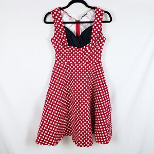 Dollz & Dames Dress Red Polka Dot Womens M Pin-Up Retro Rockabilly Fit&Flare